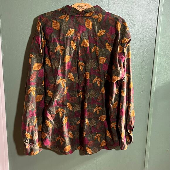 Charter Club Classic Autumn Leaf Button Down Blouse Size 14 Cotton - Picture 3 of 3
